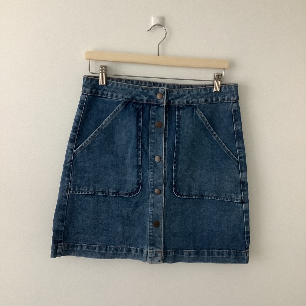 Forever 21 Denim A-Line Mini Skirt Women Blue jeans size US30